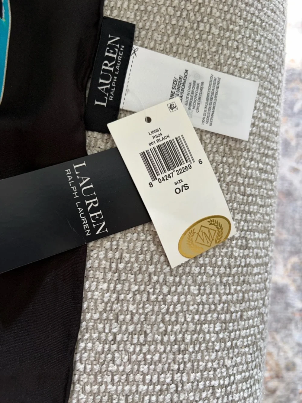 Lauren Ralph Lauren Black Label Silk Scarf - Black - Picture 5 of 6